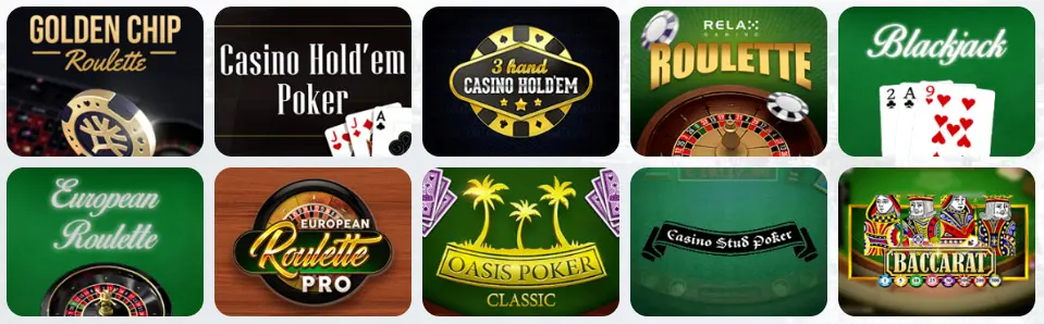 Jeux de table au YUKON GOLD CASINO